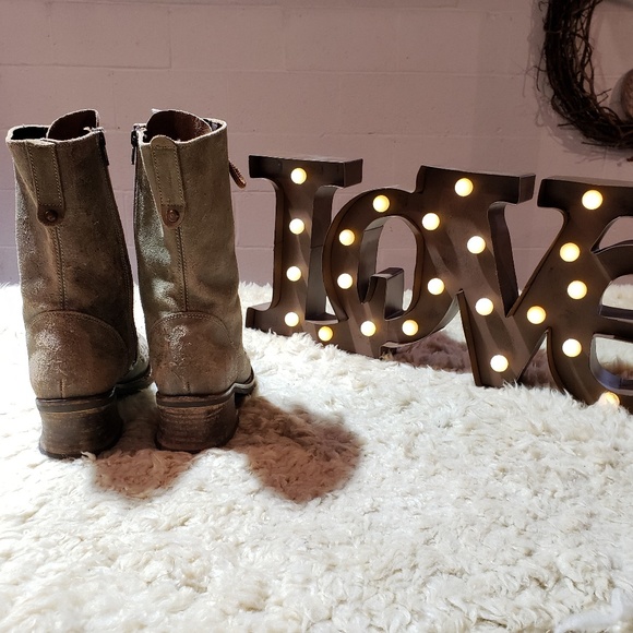 Jeffrey Campbell Military Combat Boots Tan Suede - Picture 5 of 8